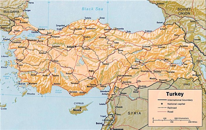 Mapa de los territorios del Estado Turco