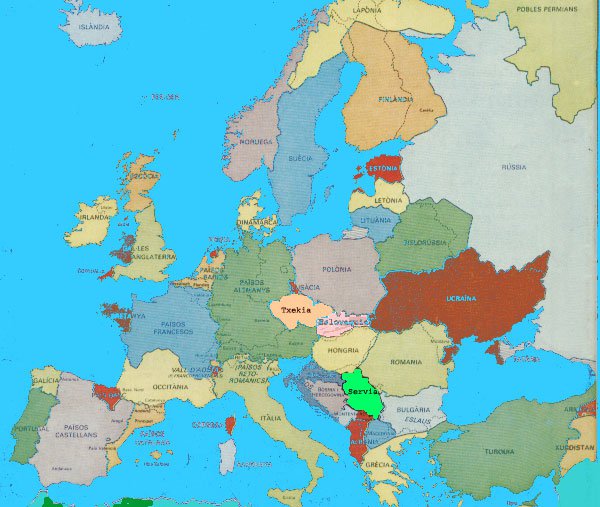 Mapa de la Europa de los pueblos-naciones.